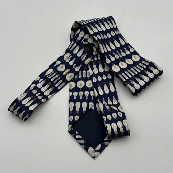 LIGHT BULB Tie - Thomas Edison - Science Guy - Josh Bach Tie EUC Pure Silk - Picture 2 of 4